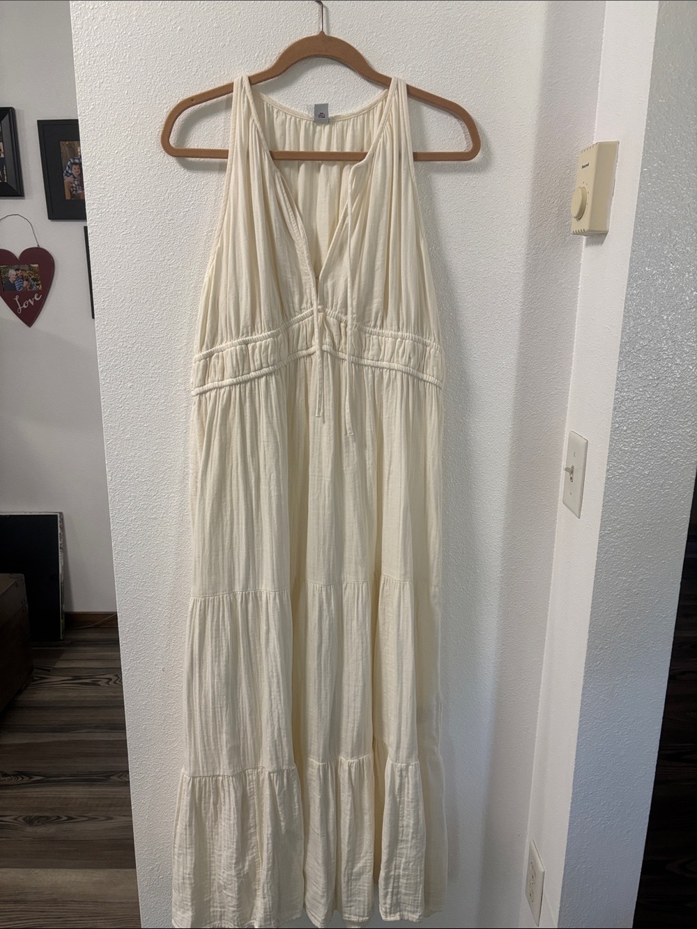 Old Navy Cream Gauzy Tiered Maxi Dress
